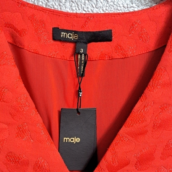 NWT Maje Designer Rouge Jaquard  Skirt Dress  Size 3 (XS) - Picture 3 of 11